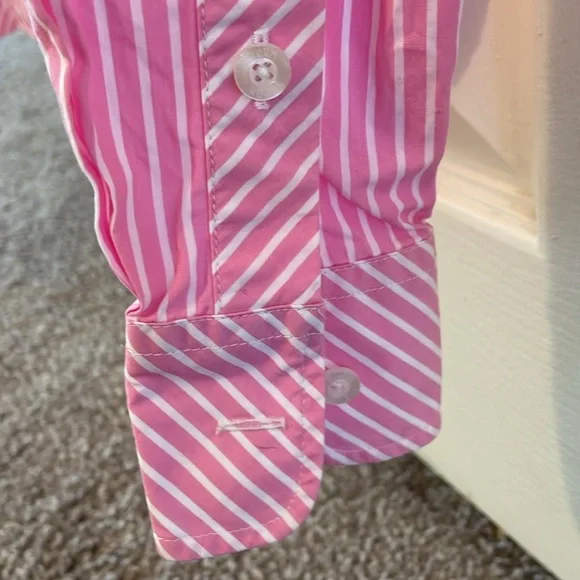 2/$15 3/$20🌹 LILLY PULITZER Button Down Shirt Long Sleeve Stripe Pink-White Sz 2 - Picture 5 of 7